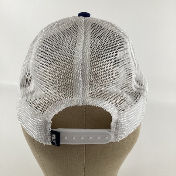 Vineyard Vines Snapback Trucker Hat Ball Cap Blue White Whale Dot Headwear - Picture 3 of 6